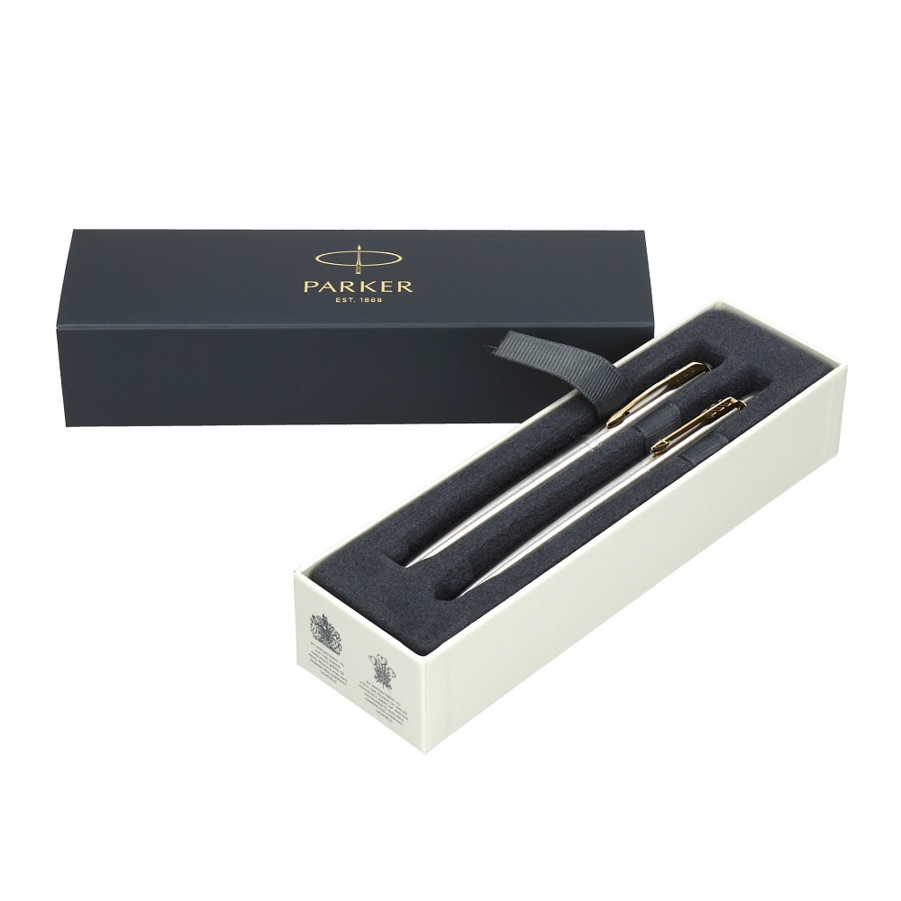 Parker poklon SET Jotter Stainless Steel GT - Hemijska olovka + Nalivpero - Slika 2