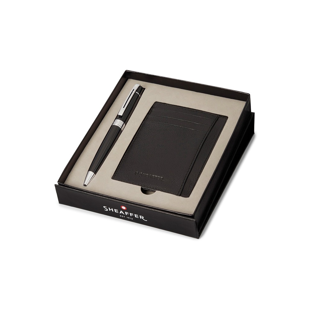 Sheaffer gift set 300 hemijska olovka crna i novčanik za kartice